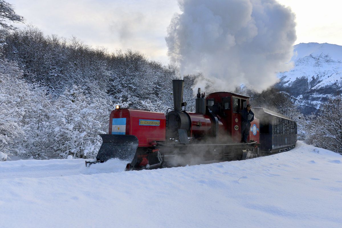 The End of the World train in winter