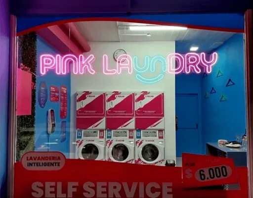 Fachada del local Pink Laundry y máquinas de autoservicio, Gobernador Deloqui 395, Ushuaia